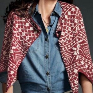 Cabi Fair Isle Shrug Red and Cream Small